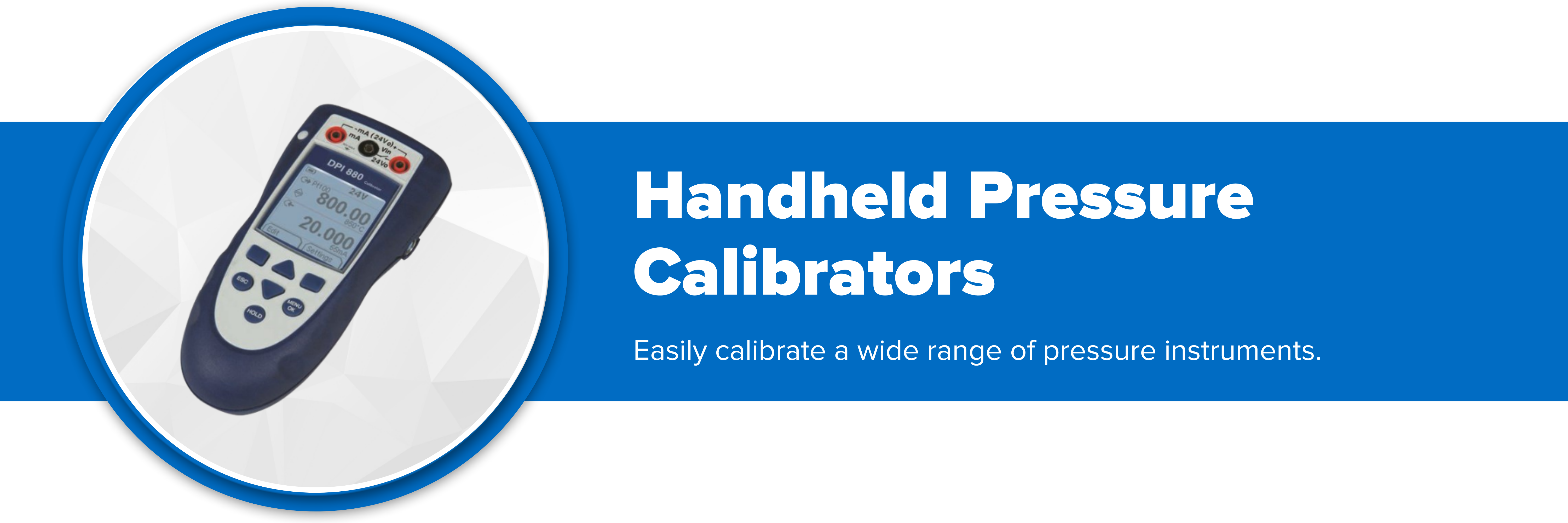 Header image with text "Handheld Calibrators"