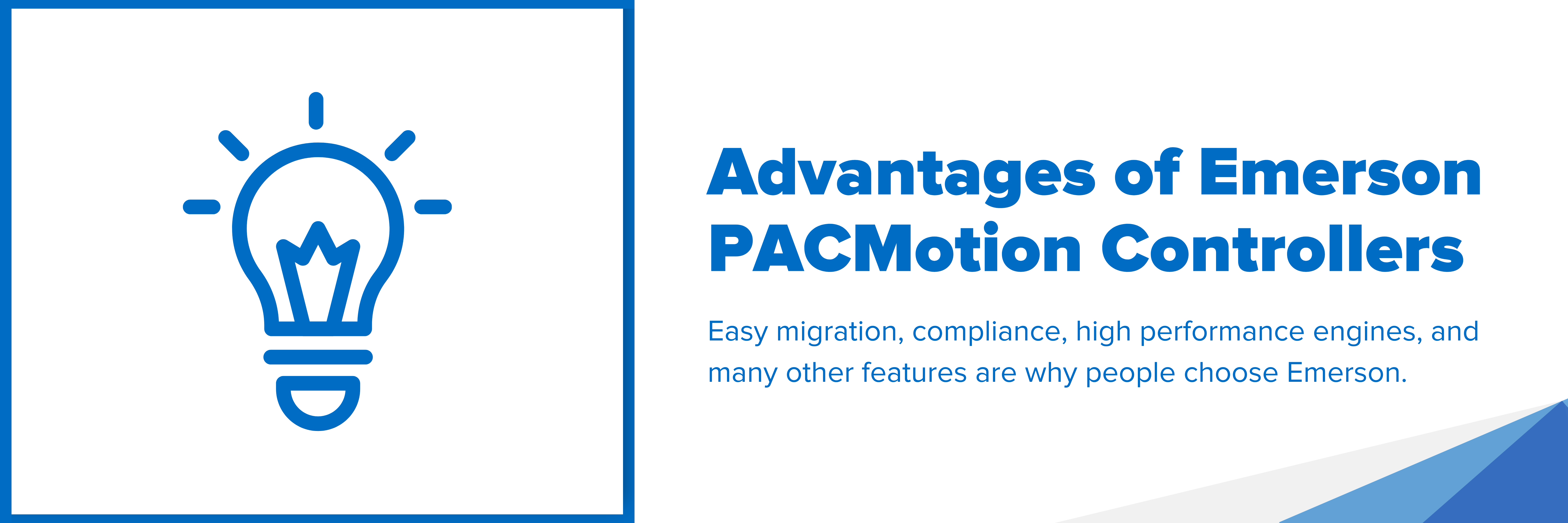 Header image with text "Advantages of Emerson PACMotion Controllers"