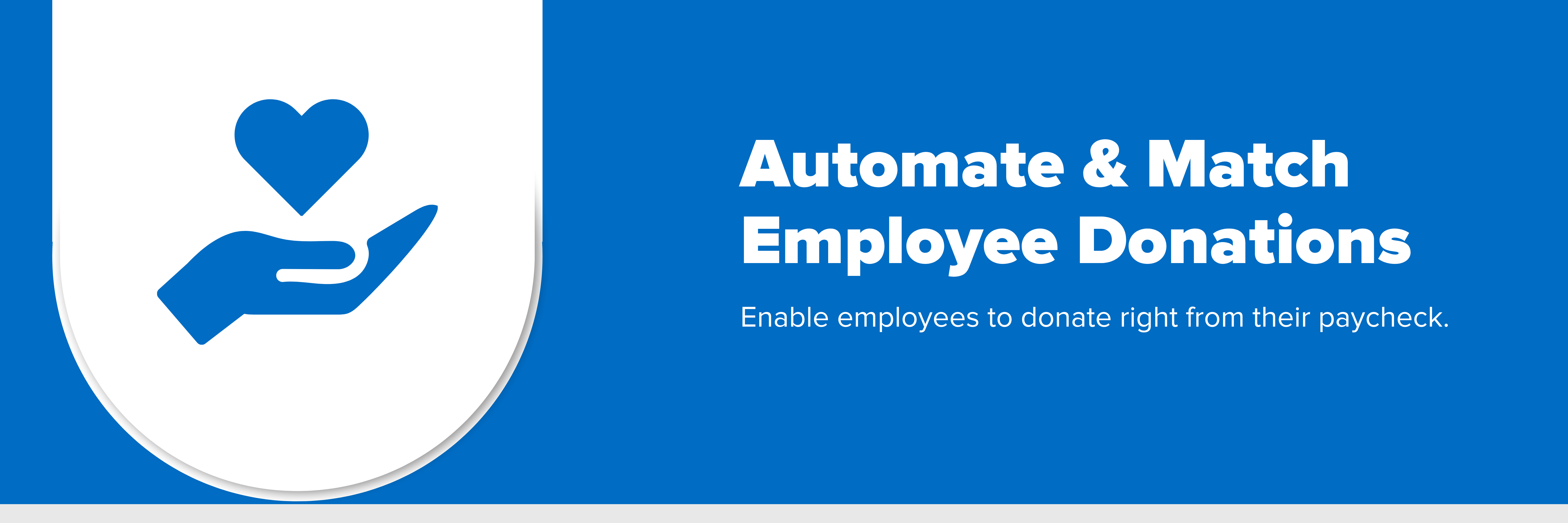 Header image with text 'automate and match employee dontations'.