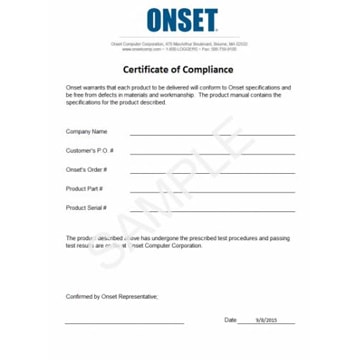 HOBO Compliance Certificate