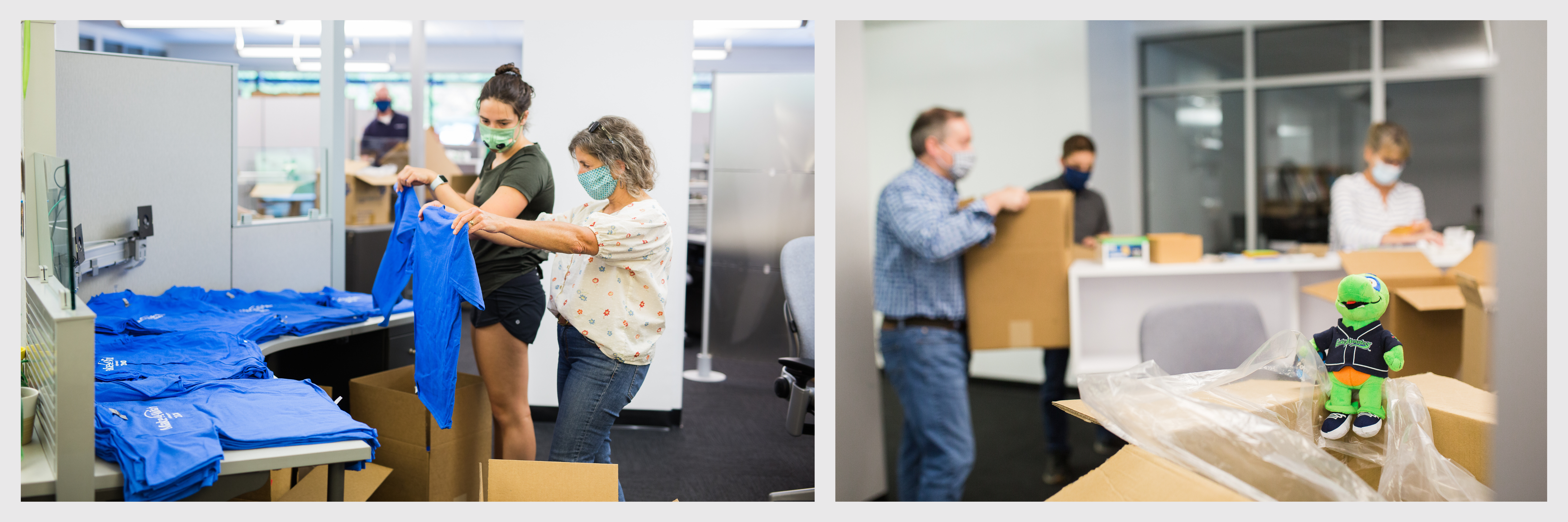 Instrumart employees prepare gift boxes for Make-A-Wish.