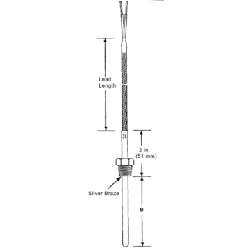 Watlow Rigid Sheath Thermocouple with Threaded Fitting