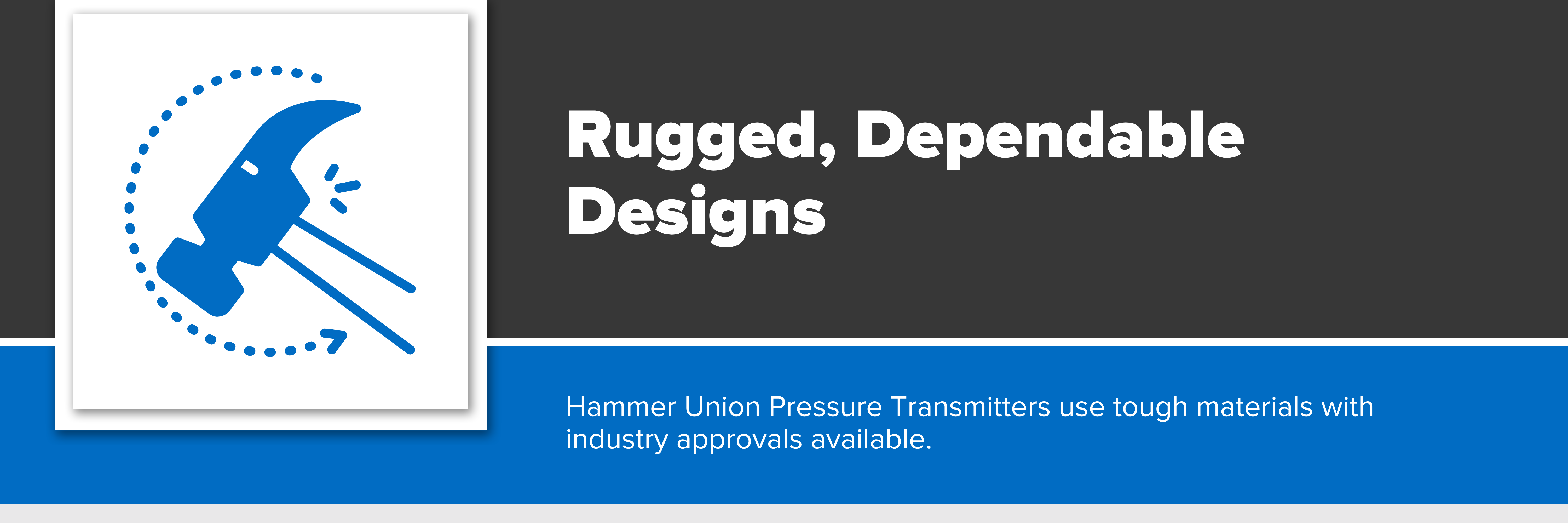 Header image with text "Rugged, Dependable, Designs"