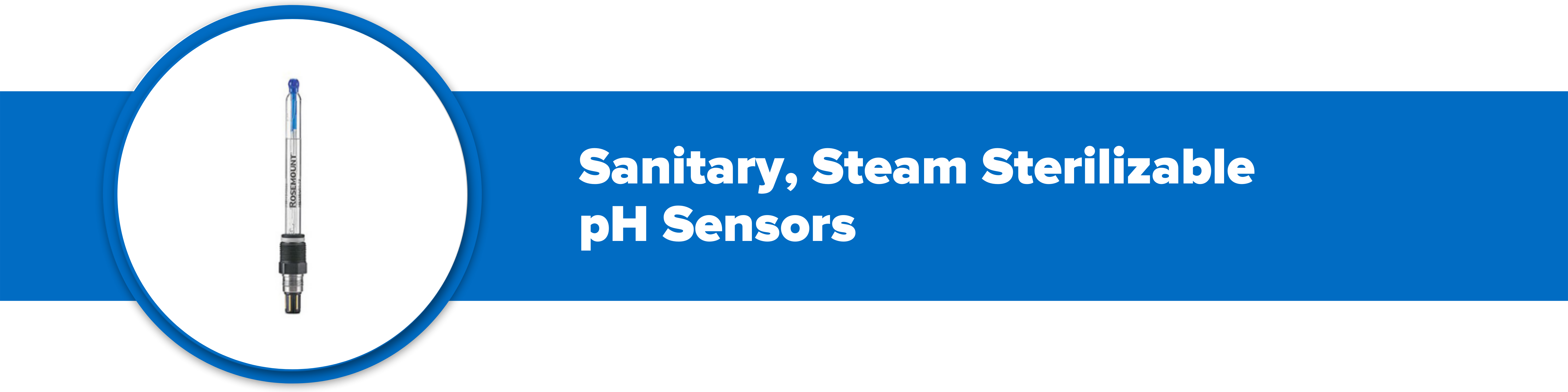 Header image with text 'sanitary, steam sterilizable pH sensors'.