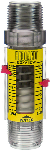 Hedland H621-004-R EZ-View Flowmeter For Use With Water 1 NPT Male 0.5-4 gpm Flow Range Polyphenylsulfone 
