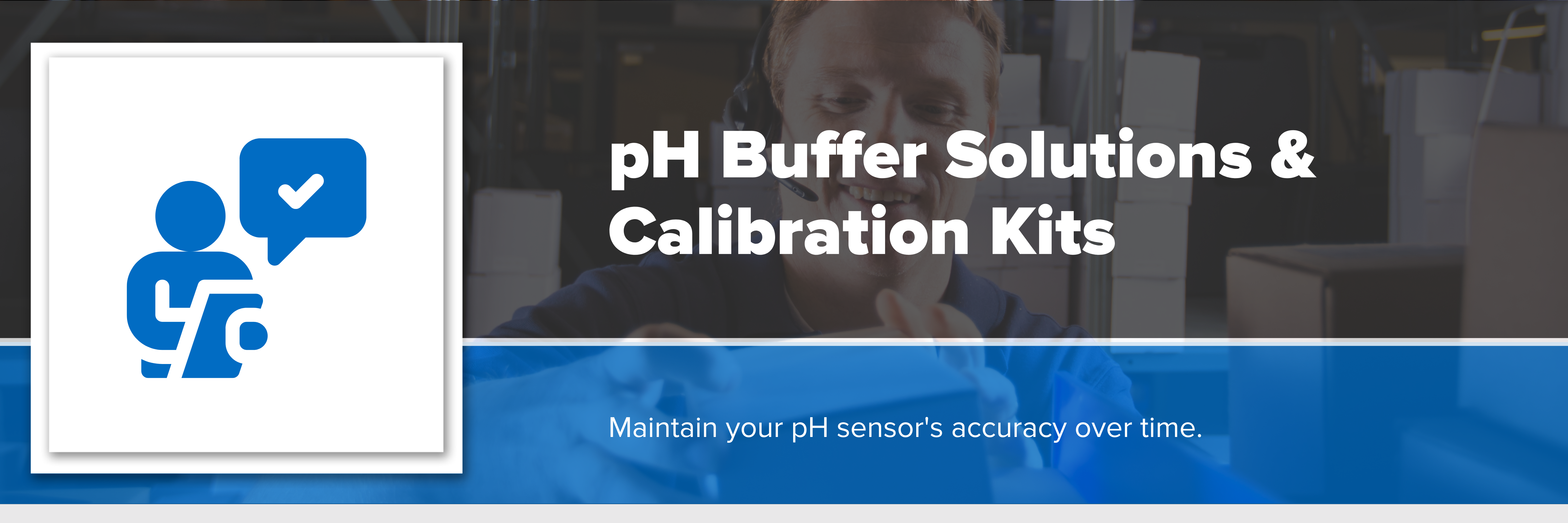 Header image with text "pH Buffer Solutions & Calibration Kits."